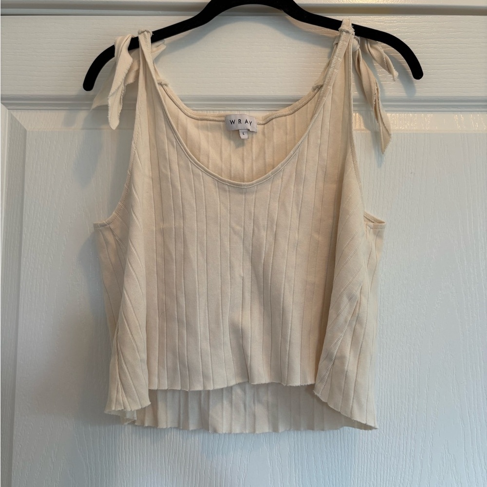 Cream Ribbed Women's Top